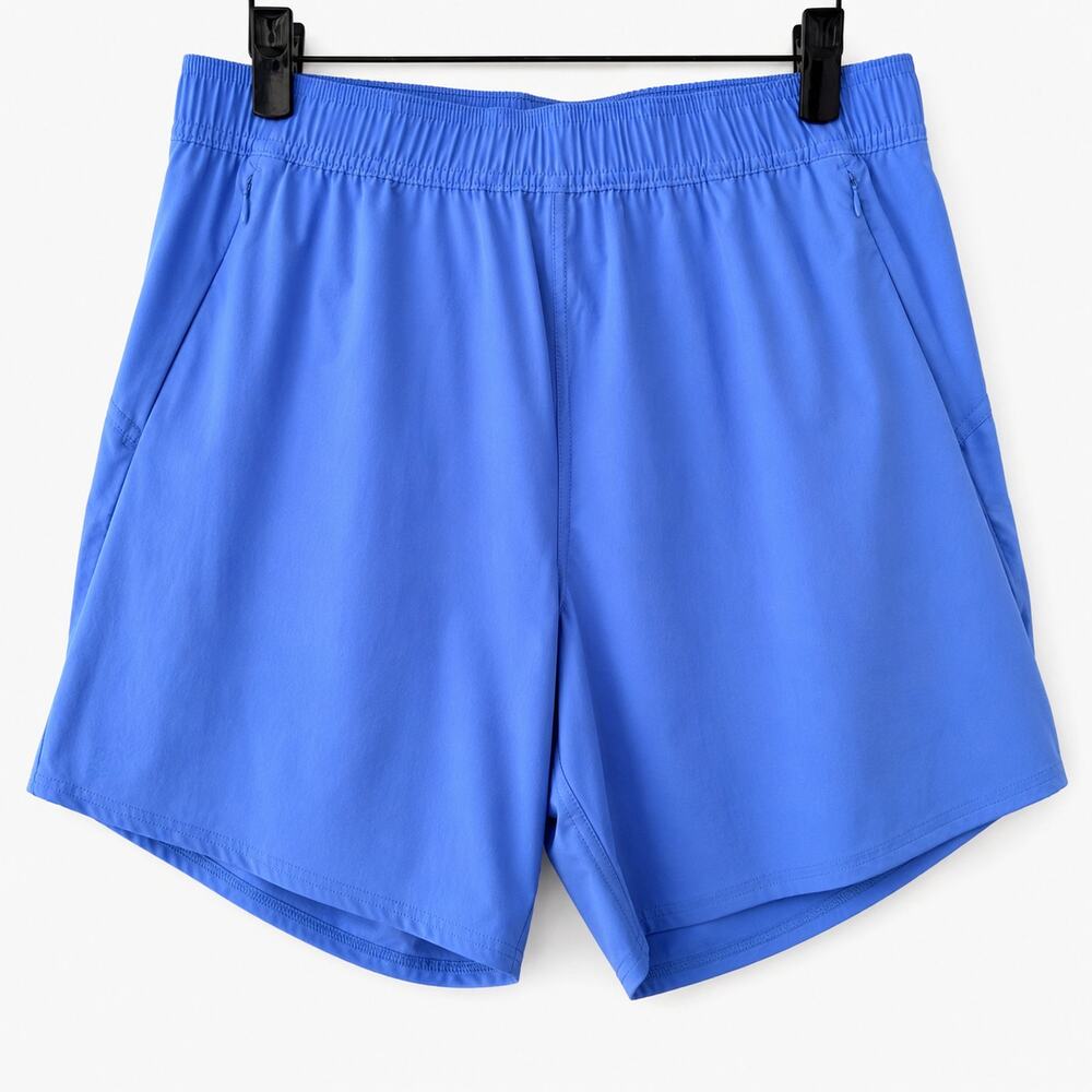 Fair Harbor Corliss Short 7 Inch Inseam Blue Lined Athletic Zip Pocket Womens L